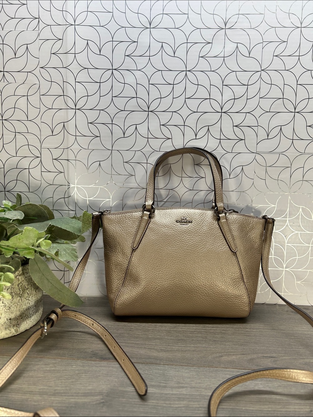 5243 Coach gold leather satchel